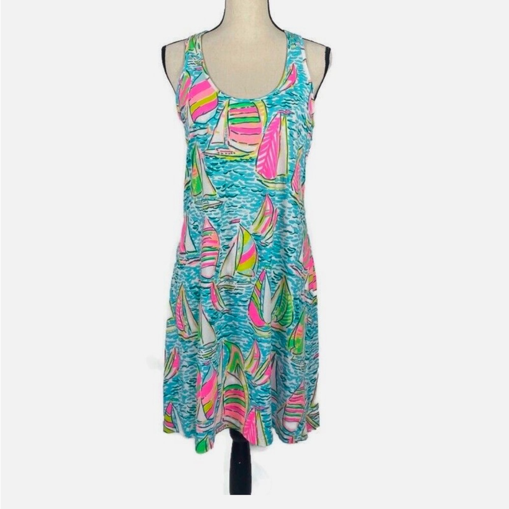 Womans Lilly Pulitzer Melle Trapeze Tank Dress Pop Up Gotta Regatta Size Medium